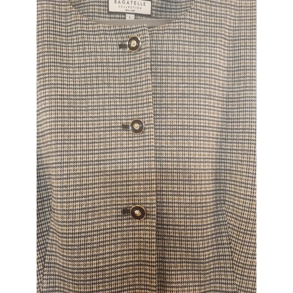 Bagatelle Collection Women's Navy Houndstooth Vest Size L‎ Classic Career Office